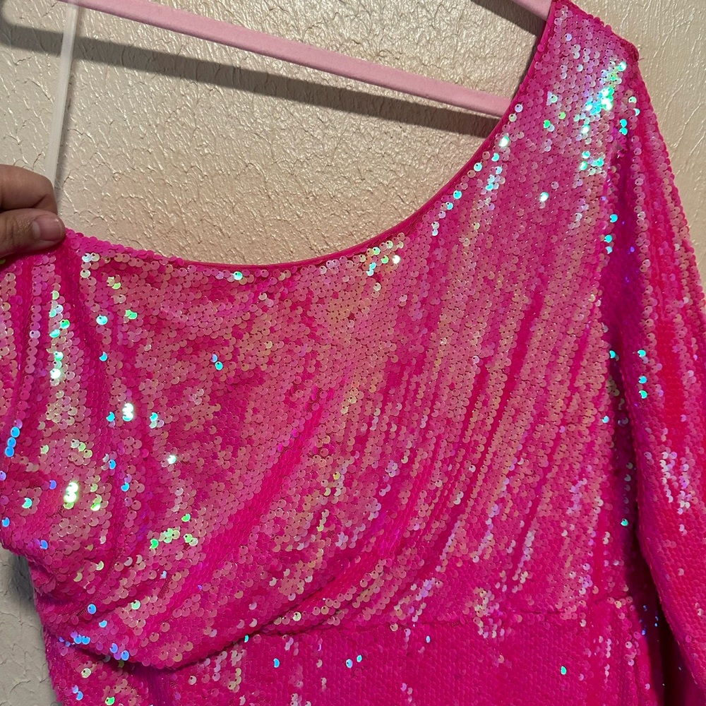 FAERIESTY Sequins Cocktail Dress Size 4X Plus Size Barbie pink - Picture 9 of 12